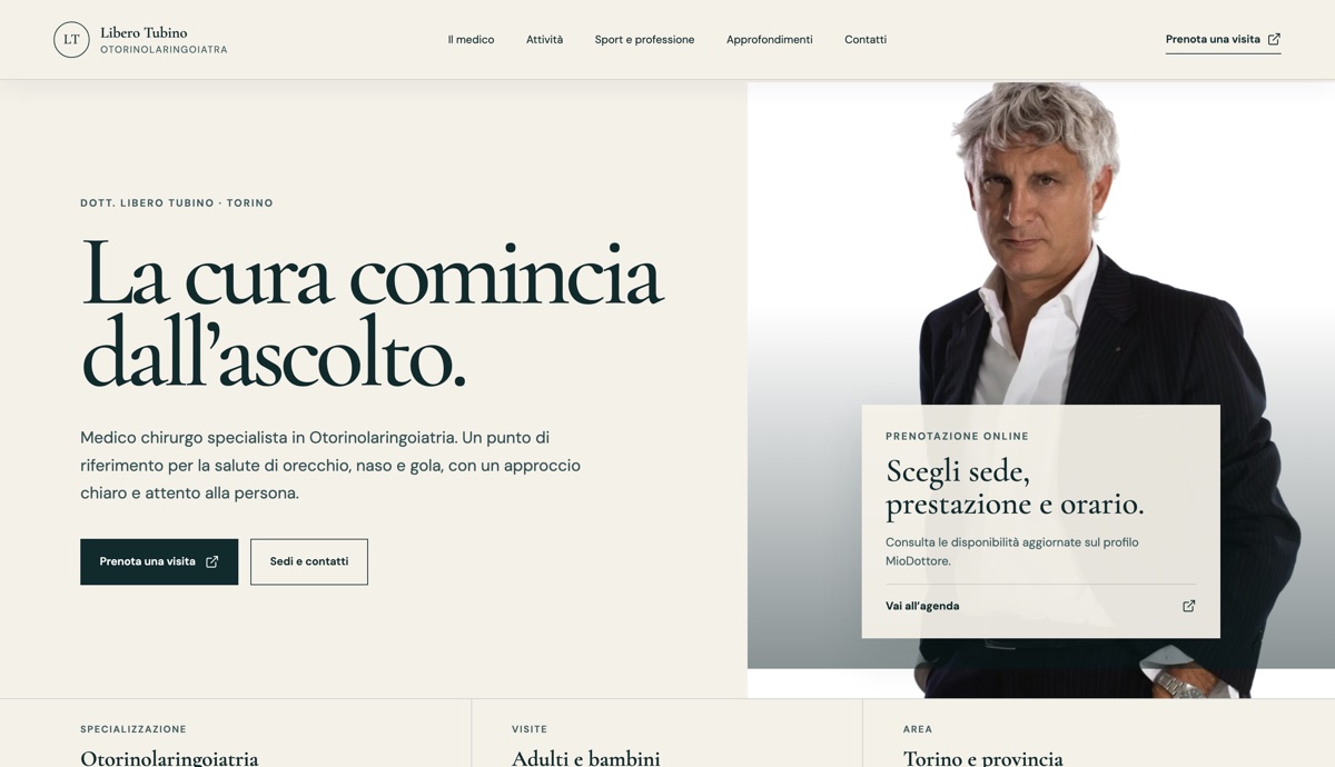 Home page del sito del Dott. Libero Tubino